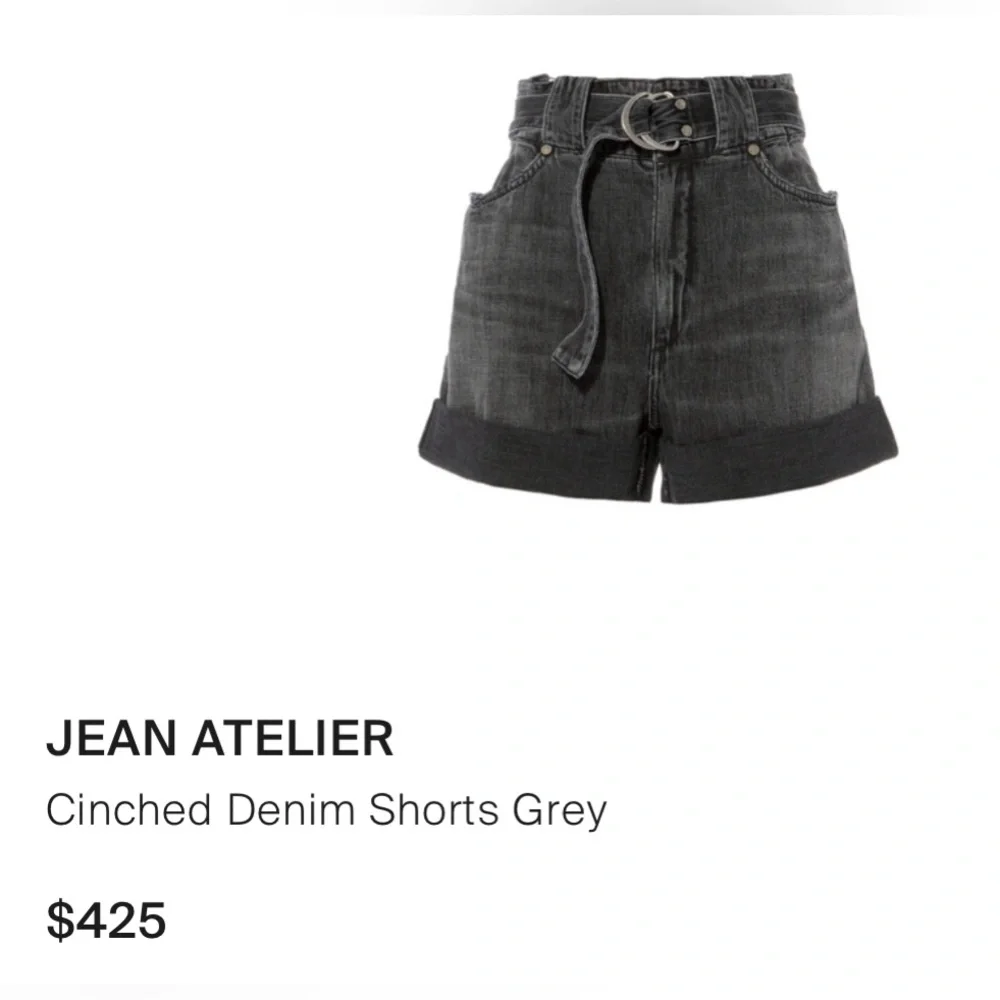 NWOT JEAN ATELIER Cinched Denim Shorts Grey
